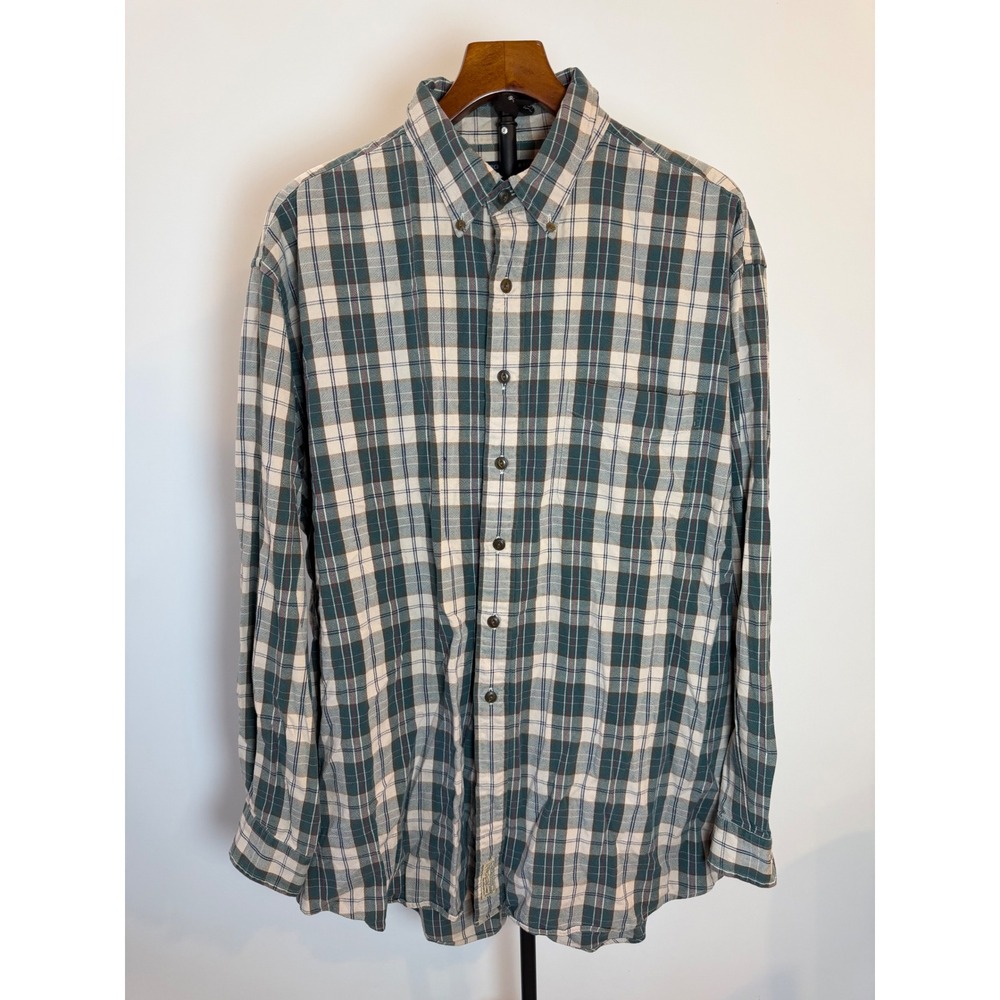 Vintage Abercrombie & Fitch The Big Shirt Mens XL Plaid Green Button Down